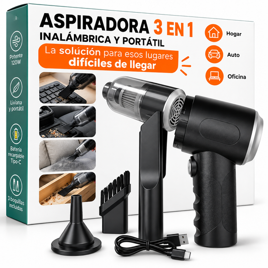 MINI ASPIRADORA INALÁMBRICA 3 EN 1