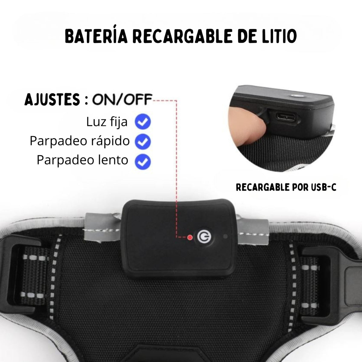 Arnés LED Recargable e Impermeable